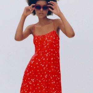 Zara Red Starry Midi Dress
